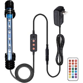 VARMHUS Submersible LED Aquarium Light,Fish Tank Light with 3 Stage Timer Auto Turn On/Off and Remote Controller Custom Adjusts 13 Colors and Brightness,24/7 Cycle RGB-7.5''