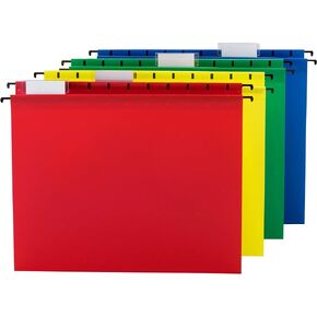 Smead Poly Hanging Folder, 1/5-Cut Tab, Letter Size, Assorted Bright Colors, 12 per Pack (64030)