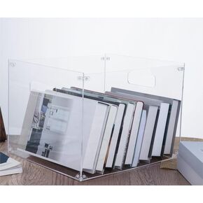 صندوق منظم ملفات معلق، منظم ملفات أكريليك شفاف بمقابض، صندوق تخزين قياسي للملفات لسطح المكتب المنزلي (الحجم: A4-12x14x10) in Kuwait