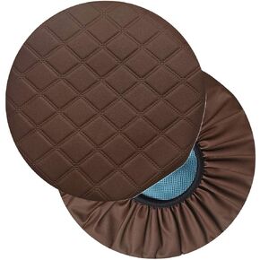2PC 13in Stool Cover Round Bar Stool Cover Waterproof Faux Leather Stool Slipcover Anti-Slip Round Seat Cover Black