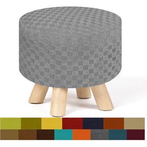 YEMYHOM Ottoman Cover Latest Jacquard Design High Stretch Folding Storage Footstool Protector Round Removable Slipcover (Round Large, Dark Gray)