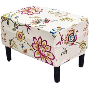 KRFOONN Stretch Ottoman Cover Slipcover Rectangle Footrest Stool Covers Removable Storage Ottoman Cover for Foot Stool Furniture Protector Covers with Non Slip Elastic Bottom (24, X-Large) in Kuwait