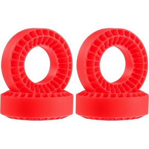 إطارات عجلة من مطاط السيليكون مقاس 1.0 بوصة مقاس 58-63 مم من الفوم تناسب 1/18 1/24 RC الزاحف TRX4M SCX24 FCX24 AX24 (أحمر صلب)