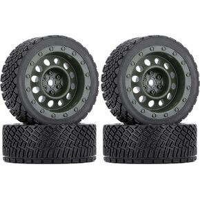 4PCS 65mm RC Rally Car Rubber Tires and Plastic Vintage Wheel Rims 12mm Hex Compatible with 1/10 RC On-Road Rally Racing Car for Tamiya Sakura HSP HPI WR8 TT02 WLtoys RC Parts(Black)