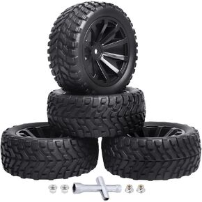 4Pcs 12mm Hex RC Wheels Tires Height 2.99 inch (76mm) for 1/10 On Road and 1/14 1/16 1/18 Scale Models Cars Truck Buggy with Foam Inserts