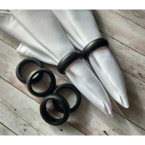 4 Pieces Wooden Sleek Napkin Rings Buckles Simple Napkin Rings Serviette Napkin Holder Ring for Weddings, Receptions, Dinner Party, Everyday, Family Gatherings Banquet, Buffet Table Décor