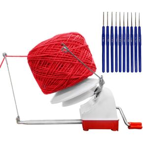Yarn Ball Winder, 10oz Swift Yarn Winder Large, Convenient Ball Winder for Yarn Tabletop Clamp, Easy to Set Up and Use, Sturdy with,Including 10 Sizes Crochet Hooks Set