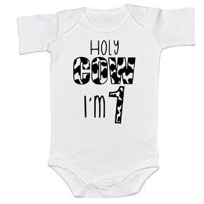 Holy Cow I'm Cute Onesie Cute Moo Cow Print Unisex Clothes Newborn Pregnancy Announcement Baby Boy Girl Shower Gift Idea (0-6 Months, Cow Heart Print-Long Sleeve Bodysuit)