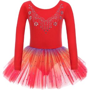 Zaclotre Kid Girls Long Sleeve Leotards Ballet Dance Sparkly Tutu Dress Ballerina Outfits