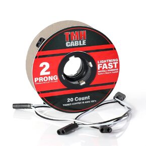 TMH 20 Count 2-Prong Wire Harness Roll Double Female Bullet Plug 18 Gauge - 6.5" Spacing for LED Marker Clearance Lights Hassle-Free Installation