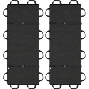 2 Pcs 72" x 27" Portable Foldable Stretcher with 12 Rubber Foam Handles Medical Stretcher Emergency Lightweight Stretcher Patient and Animals Transport Stretcher for Rescue First Aid(Black)