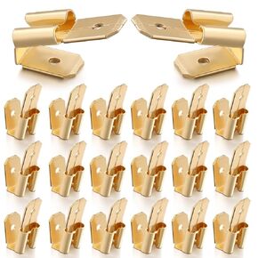 50 Pcs Piggyback Spade Connectors, 3 Way Adapter Dual Male to Single Female Brass Quick Disconnect Connectors Piggyback Terminals Crimp Terminals Assortment Kit, Unisulated