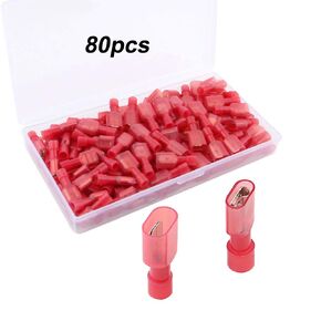 FULARR 80Pcs Fully Insulated Quick Wire Connectors Kit, Nylon Male/Female Quick Disconnects Wiring Spade Wire Crimp Terminals (10A / 22-16 AWG, 40 Pairs Red)