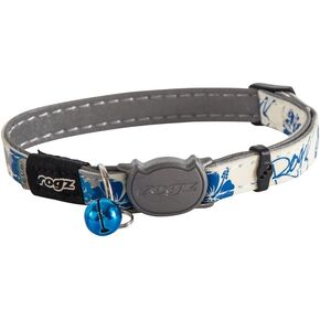 Rogz Glow in the Dark Reflective Cat Collar with Breakaway Clip and Removable Bell, fully adjustable to fit most breeds, Rocco the Rat Design