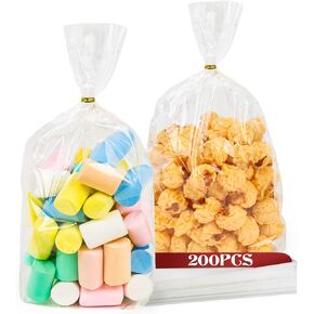 VGOODALL 200PCS Clear Cellophane Bags, 4x6inch Plastic Gift Bags Treat with Ties Cookie Candy for Party Christmas Gift Wrapping