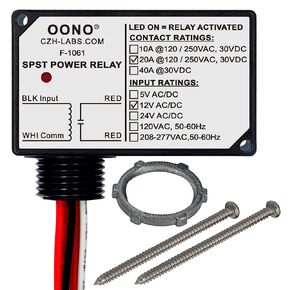AC 120V SPST 20Amp 250Vac/30Vdc Power Relay Module, Plastic Enclosure and Pre-Wired
