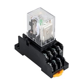 110VAC 5A Electromagnetic Power Coil Relay HH54PL 4PDT 4NO 4NC 14Pins with LED Indicator Light and Plug-in Terminal Socket Base
