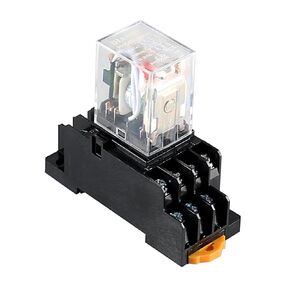 110VAC 5A مرحل الطاقة الكهرومغناطيسية HH54PL 4PDT 4NO 4NC 14Pins مع ضوء مؤشر LED وقاعدة مقبس طرفية إضافية
