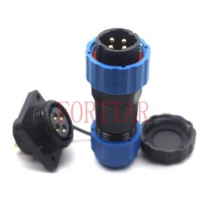 SD20 Series 4 pin Waterproof Connector, 4 Wire Aviation LED Industrial High Voltage Electrical Heavy Circular Connector Bulkhead Plug Socket, IP67 (Bulkhead Panel Mount, 4 Pin)