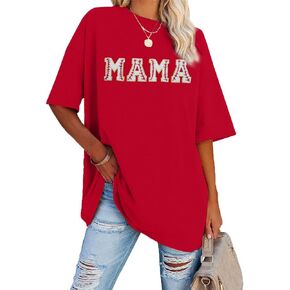 Baseball Mom Shirt Womens Oversized Baseball Mama Tops Embroidery Softball Season T-Shirts Baseball Gift Clothes