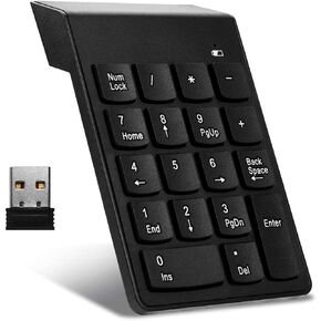 2.4G Wireless Numeric Keypad, Plug and Play 18 Keys Ergonomic Number Pad Compatible with Windows XP/Vista/7/8/10/Android/Linux