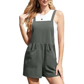 Womens Shorts Overalls Casual Summer Adjustable Straps Sleeveless Loose fit Wide Leg Shorts Jumpsuits Rompers Pockets