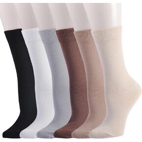 EPEIUS Women Bamboo Socks Soft Thin Women's Crew Socks Seamless Toe Viscose Bamboo Dress Calf Socks 3/6 Pairs