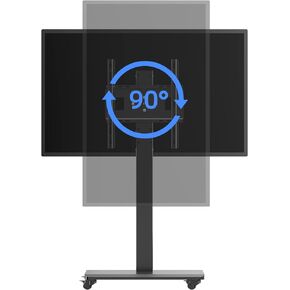 عربة تلفزيون متنقلة دوارة بعجلات حامل تلفزيون دوار لشاشات تلفزيون مسطحة مقاس 26-55 بوصة، من صورة إلى منظر طبيعي، قاعدة حامل أرضية قابلة لضبط الارتفاع بحد أقصى 400 × 400 مم in Kuwait