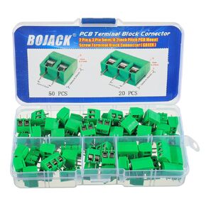 BOJACK Green 5MM 2-Pin & 3-Pin Pitch PCB Mount Screw Terminal Block Connector for Arduino and Home Electronics Projects(70pcs)