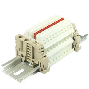 Power Distribution DK2.5N-WE 10 Gang Box Connector DIN Rail Terminal Blocks, 12-22 AWG, 20 Amp, 600 Volt Solar Combiner White
