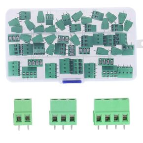 50PCS 5.08mm 0.2" Pitch PCB Mount Screw Terminal Block Connector, 2P 3P 4P Terminals 300V 10A for 22-14AWG Cable