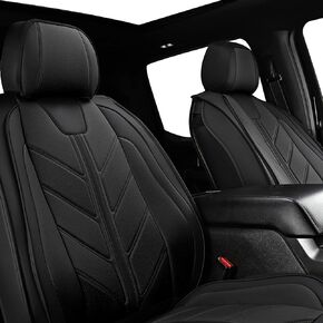 Pickup Seats Covers Compatible with Toyota Tacoma 2005-2023 SR SR5 TRD Off-Road TRD Pro TRD Sport Trall Special Edition Faux Leather(Black,2 PCS Front Seat)