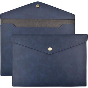 VANRA 1 Piece PU Leather File Folders A4 Document Holder File Envelope Waterproof Portfolio Filing File Organizer for Letter Size with Snap Button Closure, Brown