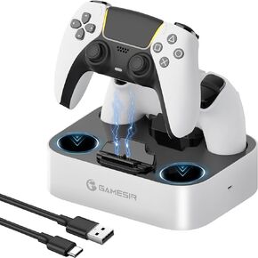 محطة شاحن وحدة التحكم GameSir PS5، قاعدة شحن Dualsense لوحدات تحكم Playstation 5 المزدوجة مع مؤشر LED، حامل شحن سريع بديل لوحدات تحكم PS5 in Kuwait