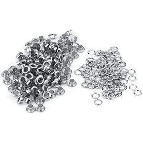 100pcs Eyelet Grommet Set, 5mm Eyelets Craft Rivets Gold Silver Color Plain Grommets and Washers Repairing Decorative Accessories for Shoes Handbags Hats(Silver)