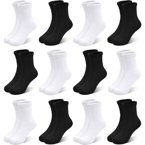 Kids Socks 12 Pairs Crew Socks for Toddler Boys Girls 1-14 Years Athletic School Mid Cut Socks Multipack