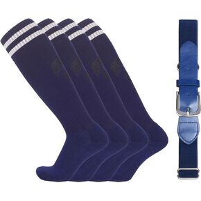 Kids Baseball or Softball Socks and Belt Combo Set Softball Knee Socks High Tube Soccer Socks for Youth Boys Girls