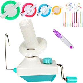 Yarn Ball Winder, Convenient Yarn Winder for Yarn,Yarn Swift and Ball Winder Combo with Easy Installation for Yarn Storage +1 Set 4 Size Pompom Maker+20 Pieces Stitch Knitting Needles+1 PCS Scissors
