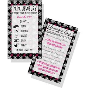 Jewelry Cleaning and Care Cards | Package of 250 | Jewelry Bling Queen Care Instructions | Bling Pink & White Crown Pattern Design