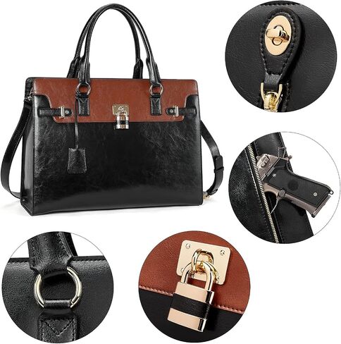 BOSTANTEN Briefcase for Women Leather Laptop Handbag bundle Women Leather Wallet in Saudi Arabia