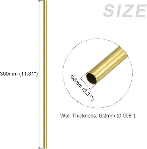 أنبوب نحاسي (8 مم OD × 0.2 مم جدار T × 300 مم طول) 4 قطع، أنابيب مستقيمة - للتأثيث المنزلي، والآلات، والحرف اليدوية in Kuwait