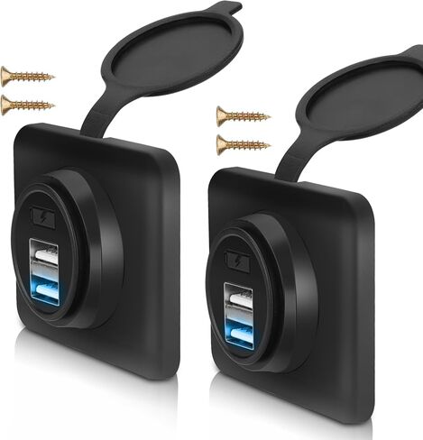 2 قطعة منفذ USB مزدوج 4.2 أمبير لشاحن السيارة مع غطاء، شاحن سريع 21 وات 12 فولت-24 فولت QC3.0 مزدوج USB-A لوحة منفذ جداري مثبت على الحائط ومحول سيارة للحافلة RV والقوارب البحرية ATV شاحنة عربة الجولف in Saudi Arabia