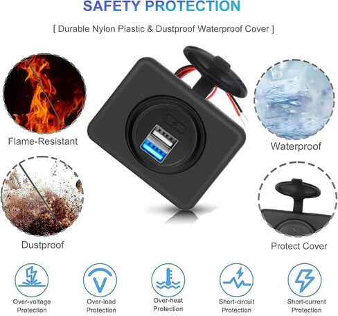 2 قطعة منفذ USB مزدوج 4.2 أمبير لشاحن السيارة مع غطاء، شاحن سريع 21 وات 12 فولت-24 فولت QC3.0 مزدوج USB-A لوحة منفذ جداري مثبت على الحائط ومحول سيارة للحافلة RV والقوارب البحرية ATV شاحنة عربة الجولف in Saudi Arabia