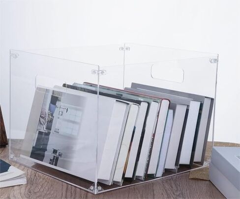 صندوق منظم ملفات معلق، منظم ملفات أكريليك شفاف بمقابض، صندوق تخزين قياسي للملفات لسطح المكتب المنزلي (الحجم: A4-12x14x10) in Kuwait