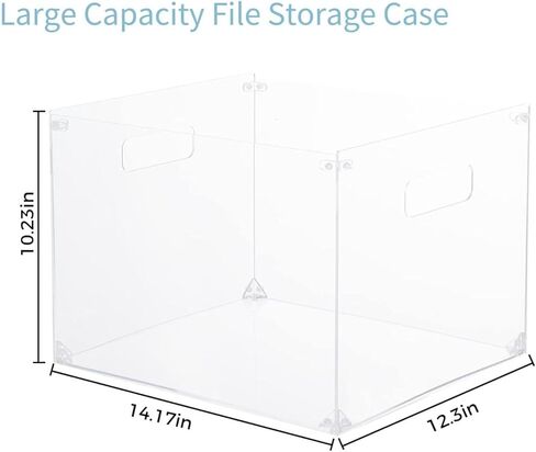 صندوق منظم ملفات معلق، منظم ملفات أكريليك شفاف بمقابض، صندوق تخزين قياسي للملفات لسطح المكتب المنزلي (الحجم: A4-12x14x10) in Kuwait