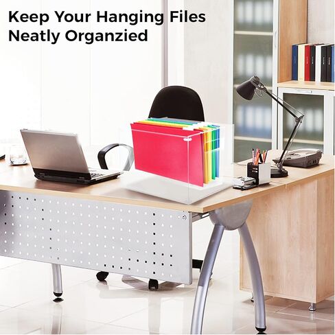 صندوق منظم ملفات معلق، منظم ملفات أكريليك شفاف بمقابض، صندوق تخزين قياسي للملفات لسطح المكتب المنزلي (الحجم: A4-12x14x10) in Kuwait