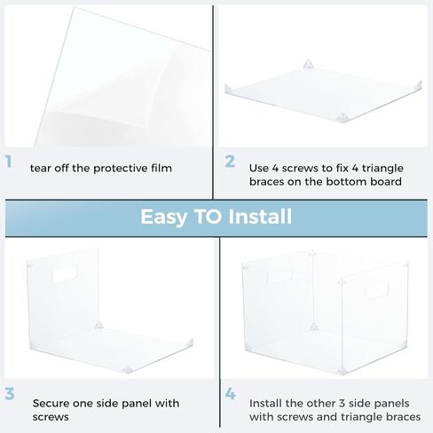 صندوق منظم ملفات معلق، منظم ملفات أكريليك شفاف بمقابض، صندوق تخزين قياسي للملفات لسطح المكتب المنزلي (الحجم: A4-12x14x10) in Kuwait