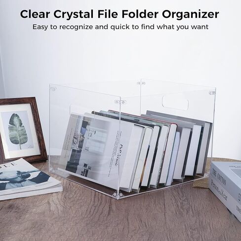 صندوق منظم ملفات معلق، منظم ملفات أكريليك شفاف بمقابض، صندوق تخزين قياسي للملفات لسطح المكتب المنزلي (الحجم: A4-12x14x10) in Kuwait