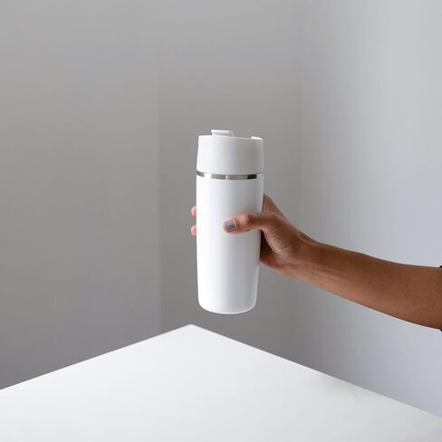 GoodBrew Flip Top، ماكينة صنع القهوة والشاي المعزولة، ماكينة صنع القهوة بالضغط الفرنسي للسفر، مثالية للتنقل أو التخييم أو السفر (15oz) (كريما بيج) in Saudi Arabia