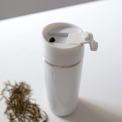 GoodBrew Flip Top، ماكينة صنع القهوة والشاي المعزولة، ماكينة صنع القهوة بالضغط الفرنسي للسفر، مثالية للتنقل أو التخييم أو السفر (15oz) (كريما بيج) in Saudi Arabia